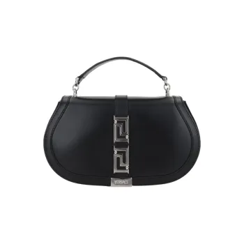 VERSACE Cow Leather Portable Crossbody Bag Shoulder Bag Women's Black