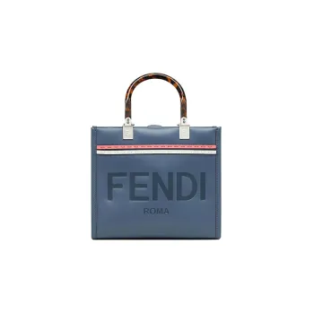 FENDI Sunshine Leather Shoulder Bag, Crossbody Bag, Handbag Trumpets Women's Blue