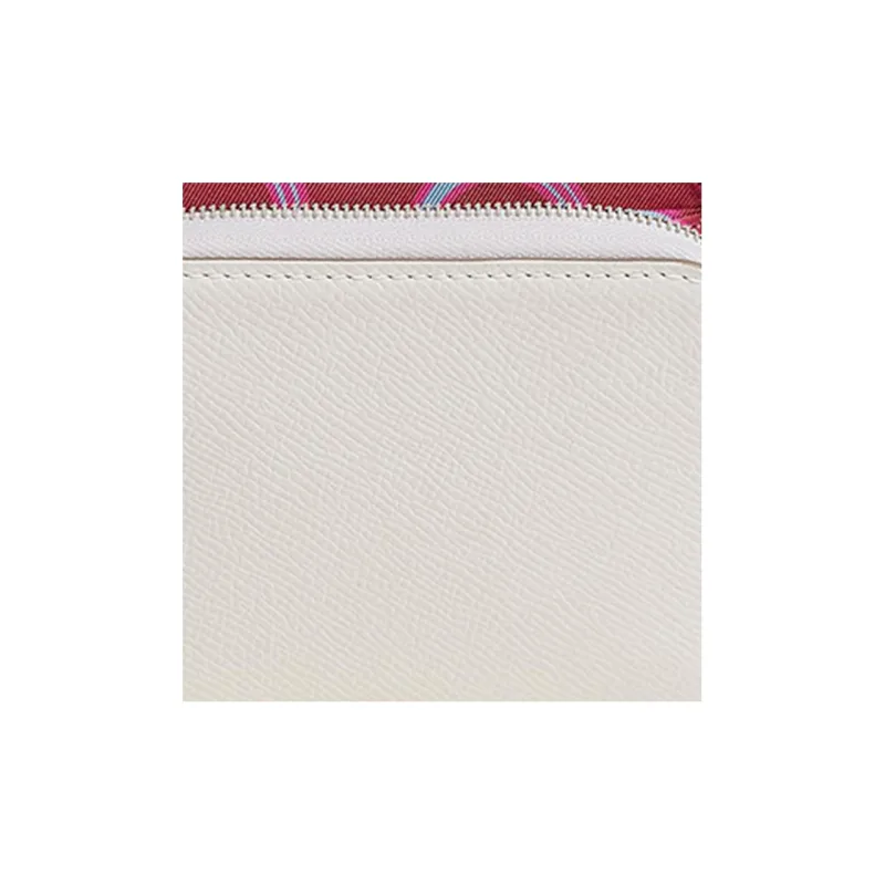 HERMES Silk'In Epsom Calfskin With Barenia Calfskin Wallet Women's Light Gray/Ruby-3