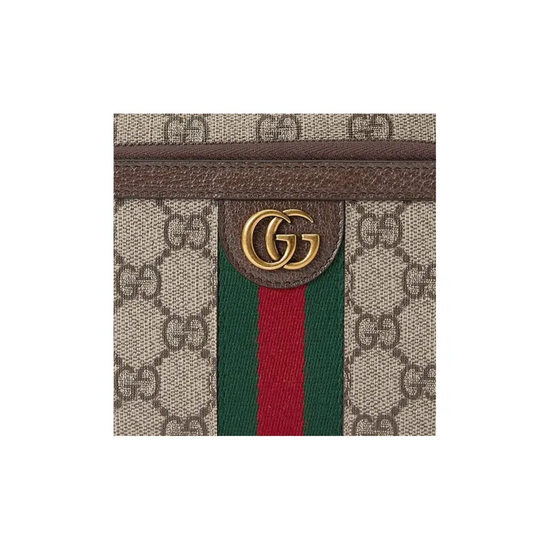 GUCCI Ophidia Canvas With Leather Binding Toiletry Bag Women's Beige/Ebony-7