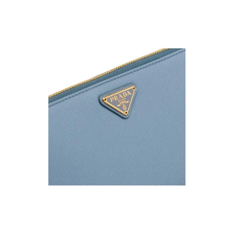 PRADA Saffiano Leather Wallet Large Size Women's Interstellar Blue-4