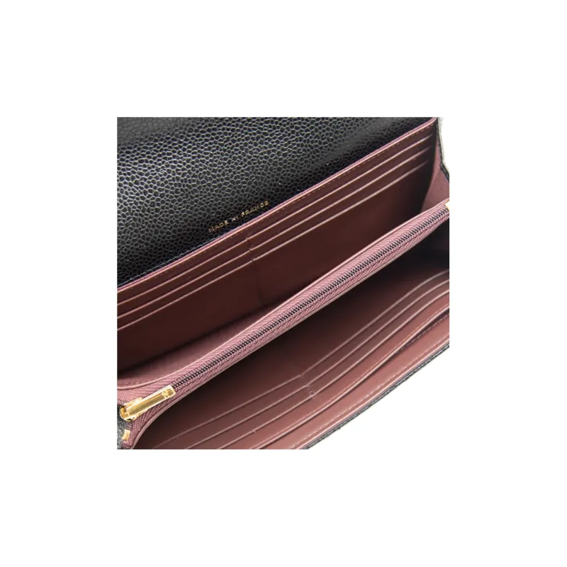 CHANEL Grain Embossed Calfskin & Metal Card Holder, Wallet Women's Black-4