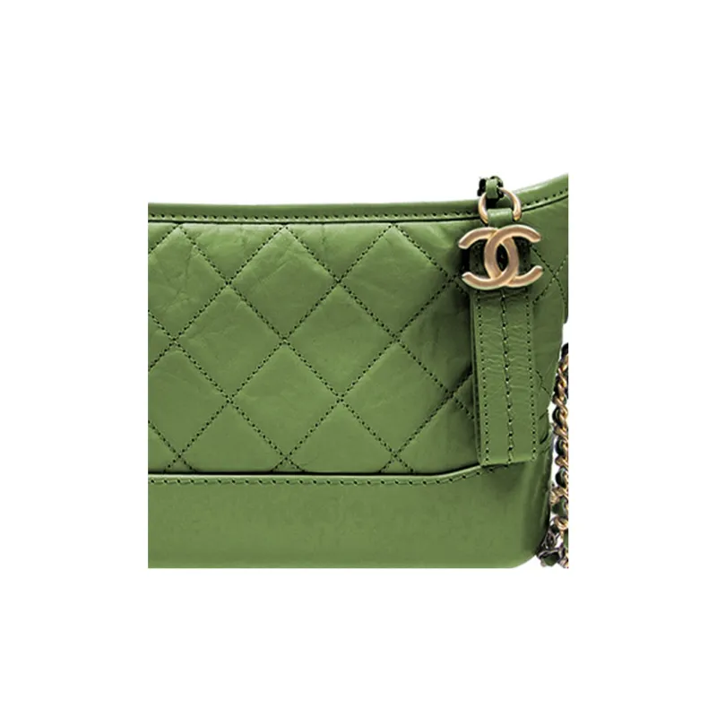 CHANEL Gabrielle Calfskin Crossbody Handbag, Shoulder Bag Trumpets Women's Green-4