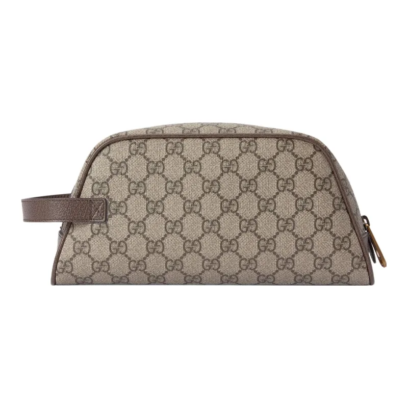 GUCCI Ophidia Canvas With Leather Binding Toiletry Bag Women's Beige/Ebony-2