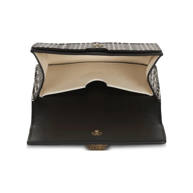 BALMAIN Sheepskin Shoulder Bag Crossbody Bag Coin Purse Wallet Small Size Women's Black/White-3