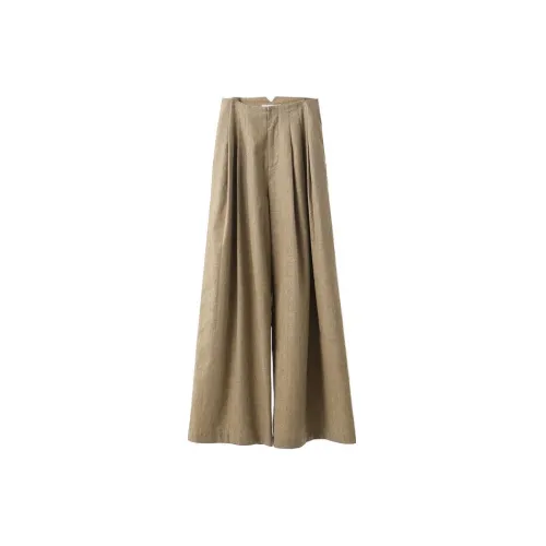 YUMOMO STAR Casual Pants Women's Linen Cool Tea Brown