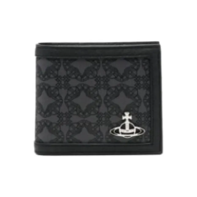 Vivienne Westwood Orborama Jacquard Fabric Wallet Mini Men's Black/Gray-1