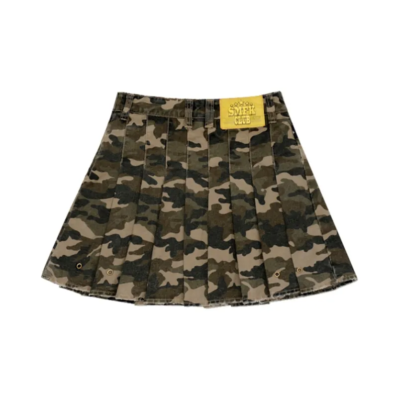 SMFK Wild World Wild World Series Casual Short Skirts Women's Green Camouflage-1
