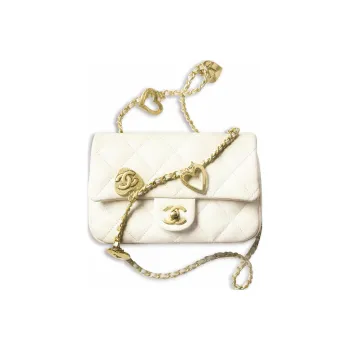 CHANEL Lambskin Mouth Cover Bag Crossbody Bag Mini Women's White