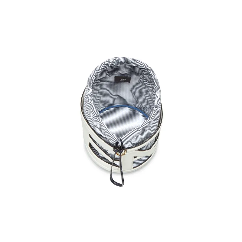 FENDI Leather Bucket Bags One Shoulder Handbags Women's White-3