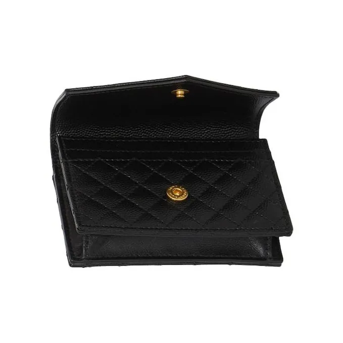 SAINT LAURENT Calfskin Wallet Regular Women's Black-2