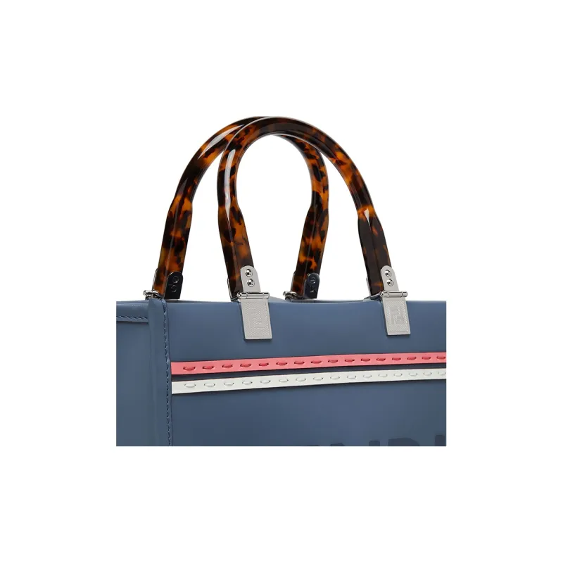 FENDI Sunshine Leather Shoulder Bag, Crossbody Bag, Handbag Trumpets Women's Blue-4