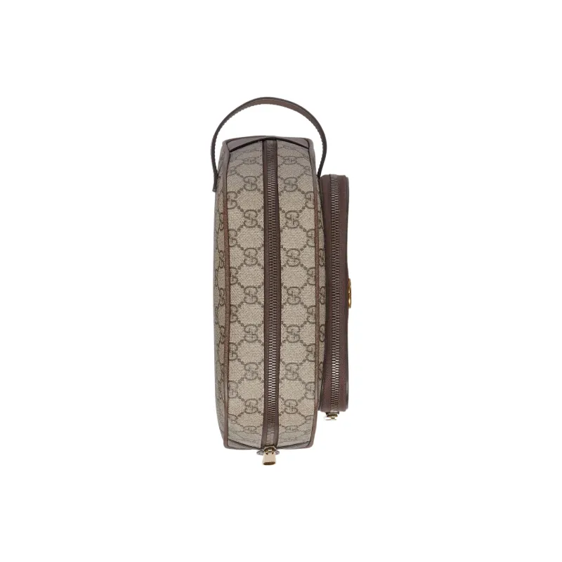 GUCCI Ophidia Canvas With Leather Binding Toiletry Bag Women's Beige/Ebony-4