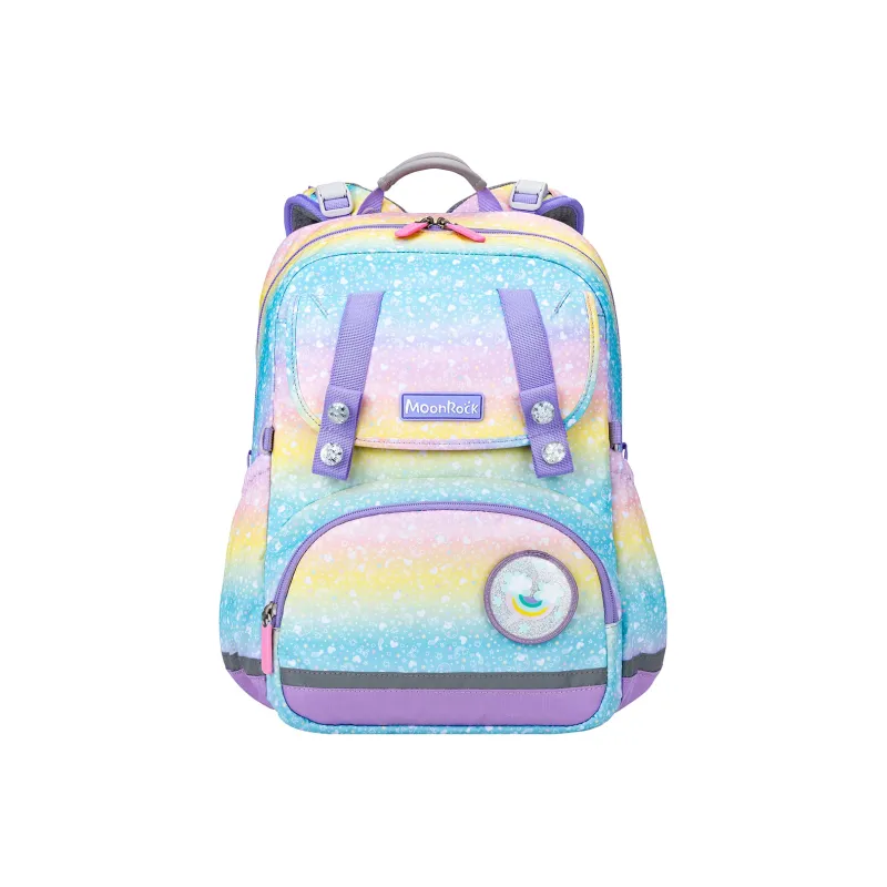 MOONROCK Polyester Backpack Medium Size Unisex Blue/Purple/Red-12