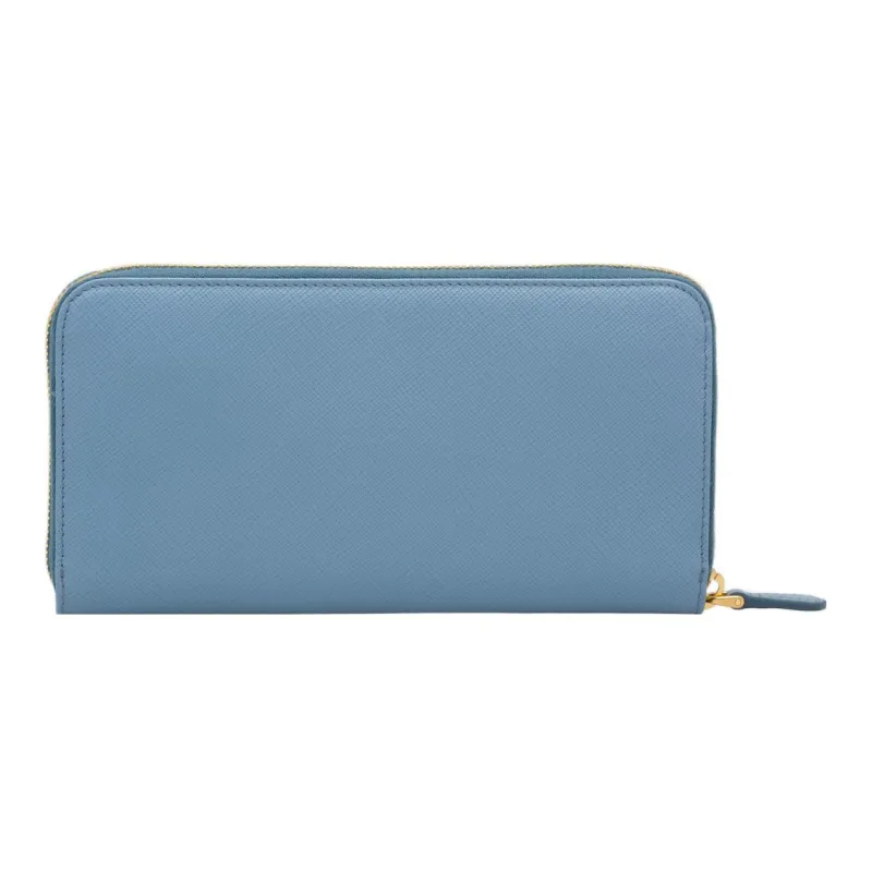 PRADA Saffiano Leather Wallet Large Size Women's Interstellar Blue-2
