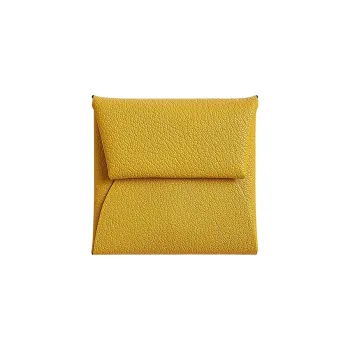 HERMES Bastia Mysore Goat Skin Card Holder Coin Purse Women's Small Cardamom/Orange