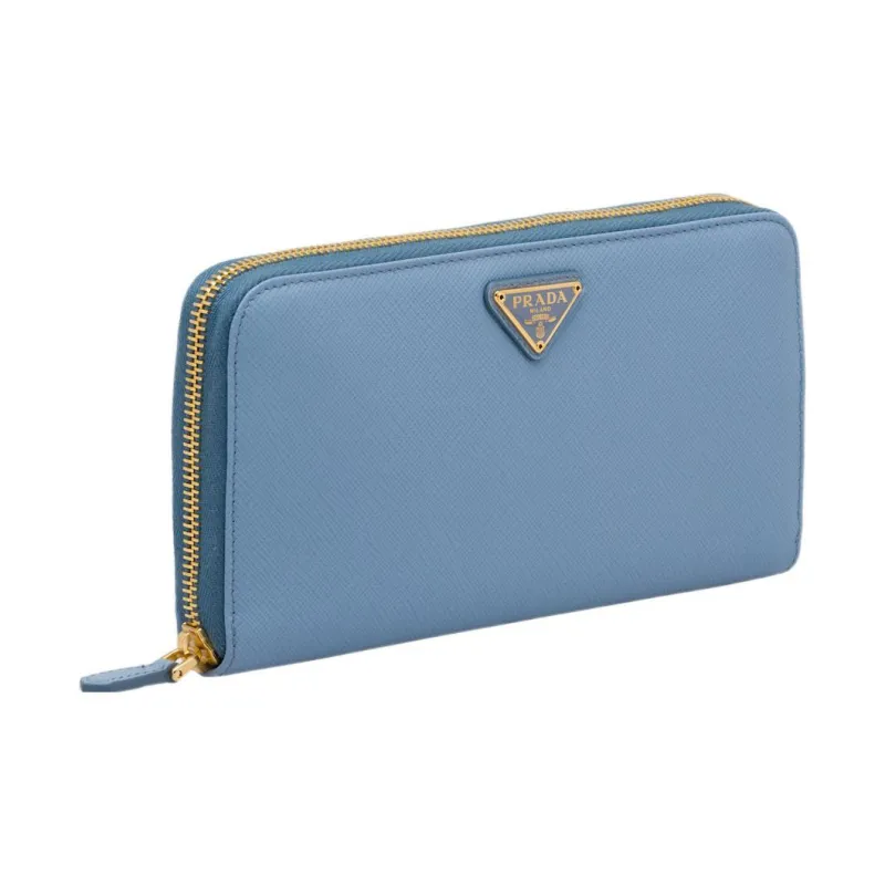 PRADA Saffiano Leather Wallet Large Size Women's Interstellar Blue-1
