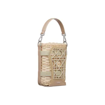 DIOR Cow Leather Woven Basket Bag Shoulder Bag Crossbody Bag Handbag Women's Beige