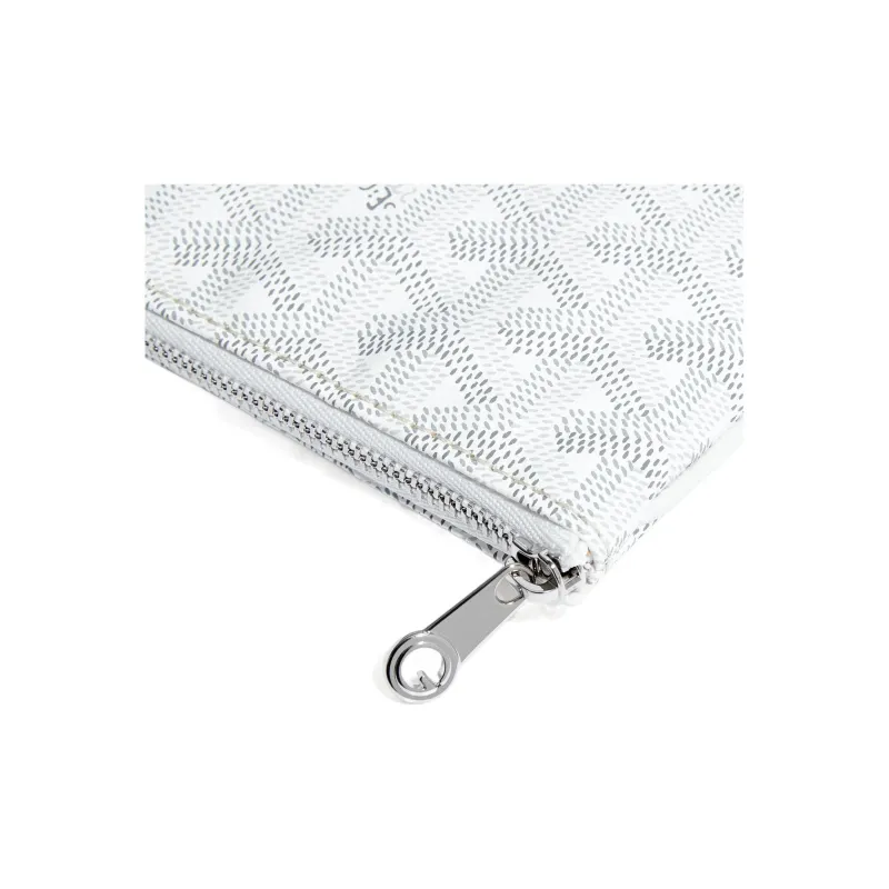 GOYARD SENAT Canvas With Calfskin Wallet Card Holder Clutch Mini Unisex White-2