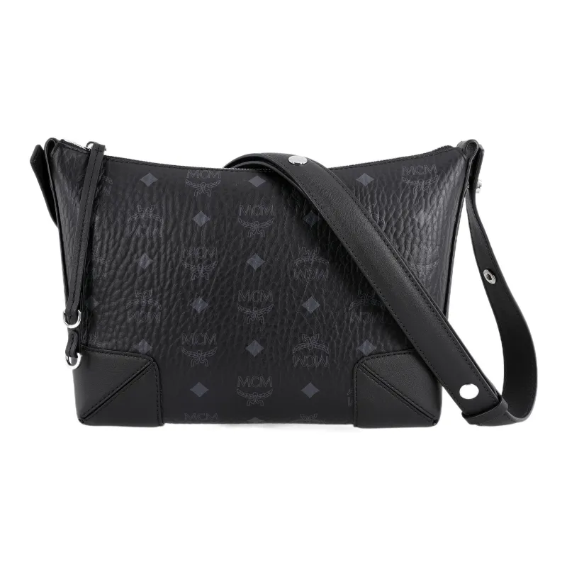 MCM Klara Visetos Coated Canvas Handbag, Shoulder Bag, Crossbody Bag Trumpets Women's Black-0