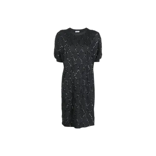 Brunello Cucinelli Short-Sleeved Dresses Women's Black