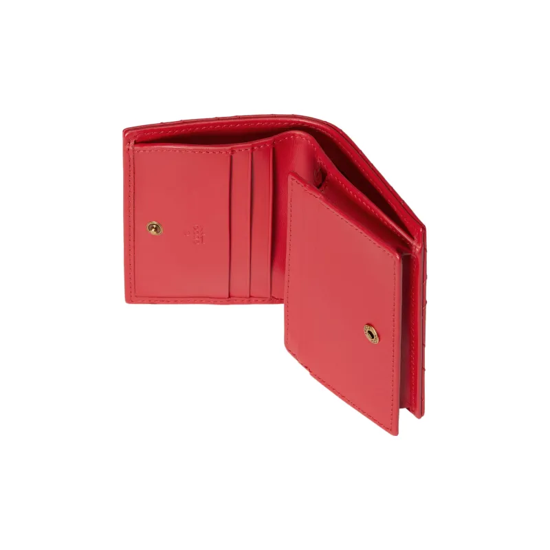GUCCI Marmont Leather Card Holder Wallet Women's Red-5