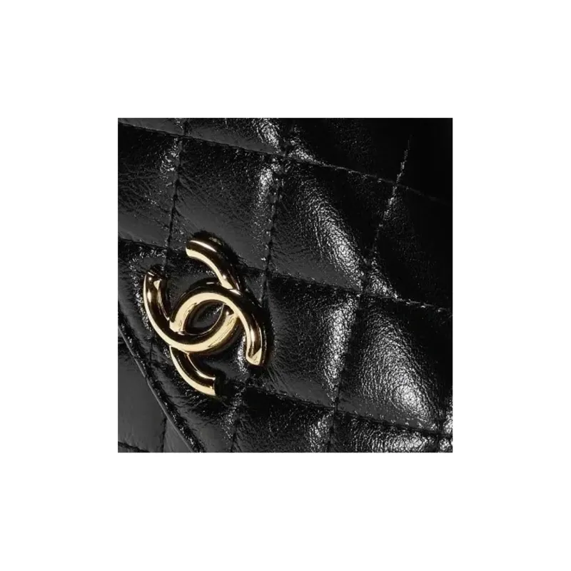 CHANEL Shiny Calfskin Shoulder Bag, Crossbody Bag Women's Black-2