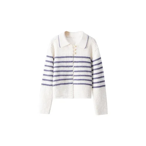 YUMOMO STAR Knitwear Women's White Base With Blue Stripes