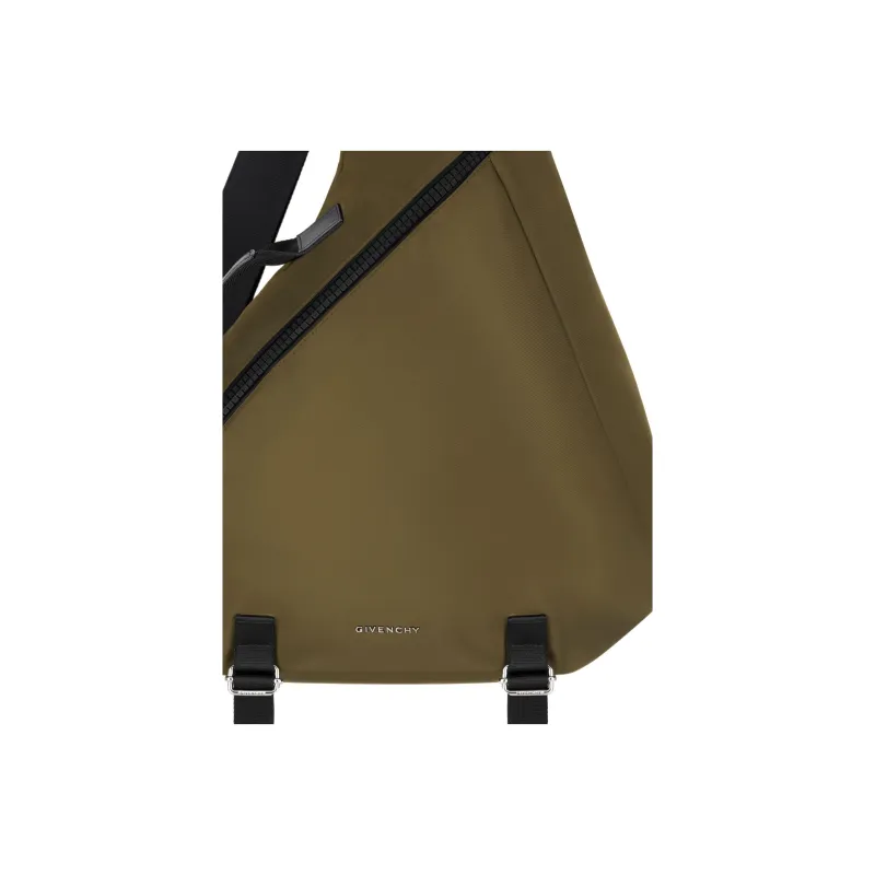 GIVENCHY G-Zip Nylon Triangle Mesh Bag One Shoulder Crossbody Sling Bag Fanny Pack Medium Size Men's Khaki-3