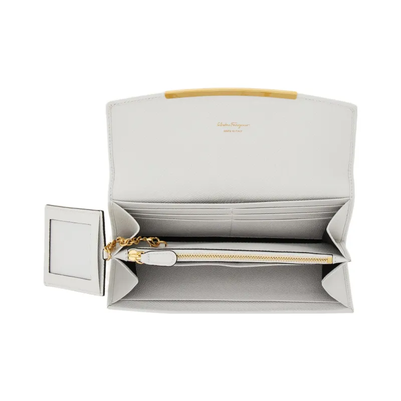 FERRAGAMO GANCINI Cow Leather Wallet Women's White-3