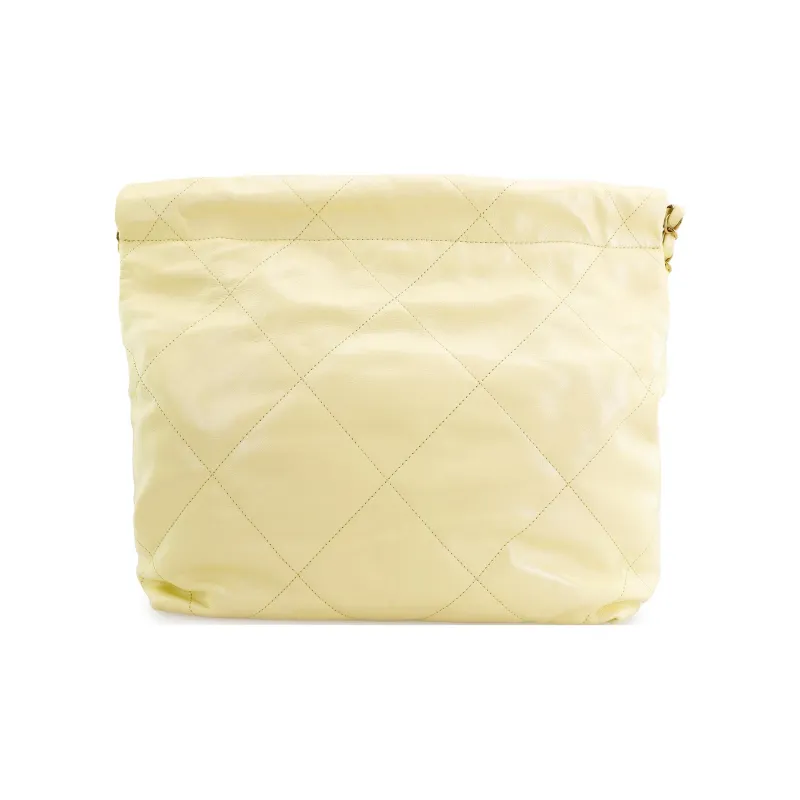 CHANEL 22Bag Bright Calfskin Trash Bag, Tote Bag, Shopping Bag, Handbag, Shoulder Bag Trumpets Women's Light Yellow-2