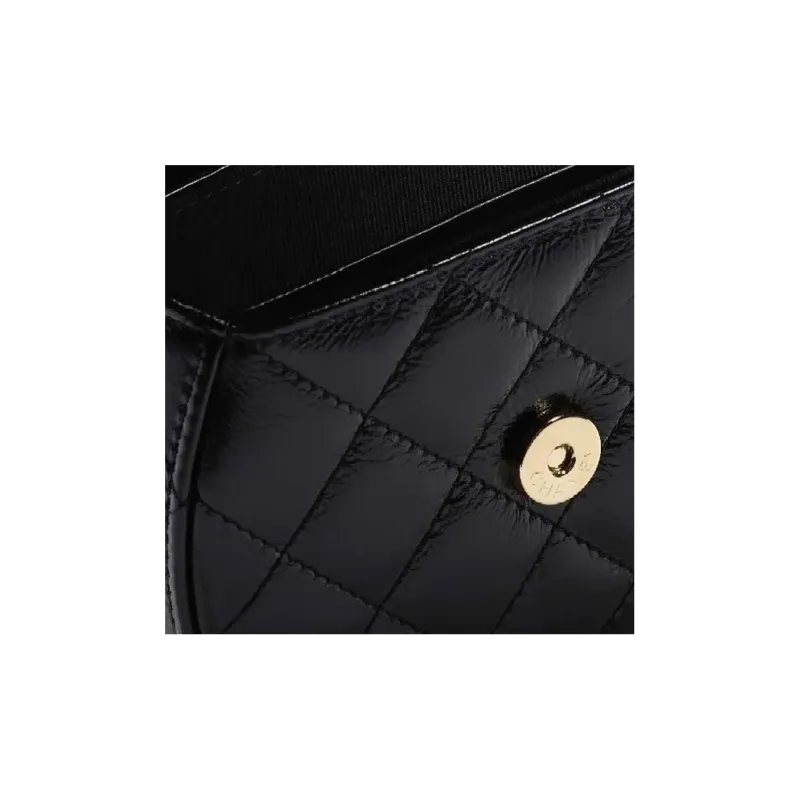CHANEL Shiny Calfskin Shoulder Bag, Crossbody Bag Women's Black-3