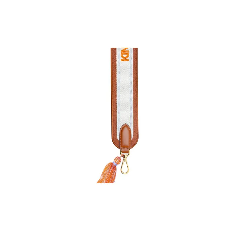 FENDI Ribbon With Cow Leather Multicolor Bag Strap Short Shoulder Strap Bag Unisex Brown/White-1