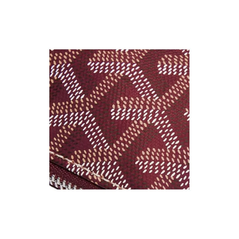GOYARD SENAT Canvas With Calfskin Wallet Card Holder Clutch Mini Unisex Burgundy-3