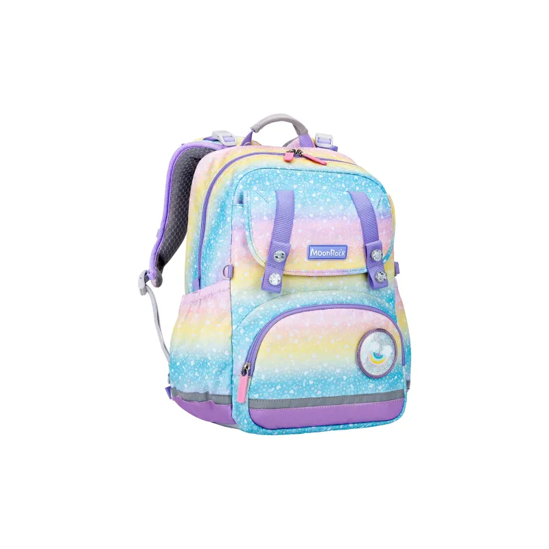 MOONROCK Polyester Backpack Medium Size Unisex Blue/Purple/Red-13