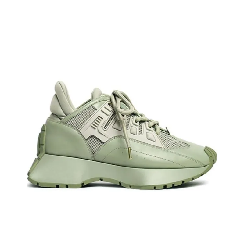 DYMONLATRY Wear-Resistant Low-Top Sports Casual Shoes 4cm Women's Pea Green-1