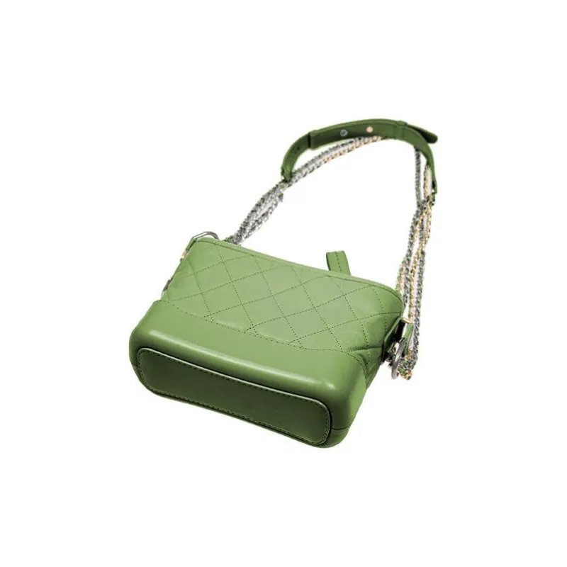 CHANEL Gabrielle Calfskin Crossbody Handbag, Shoulder Bag Trumpets Women's Green-3