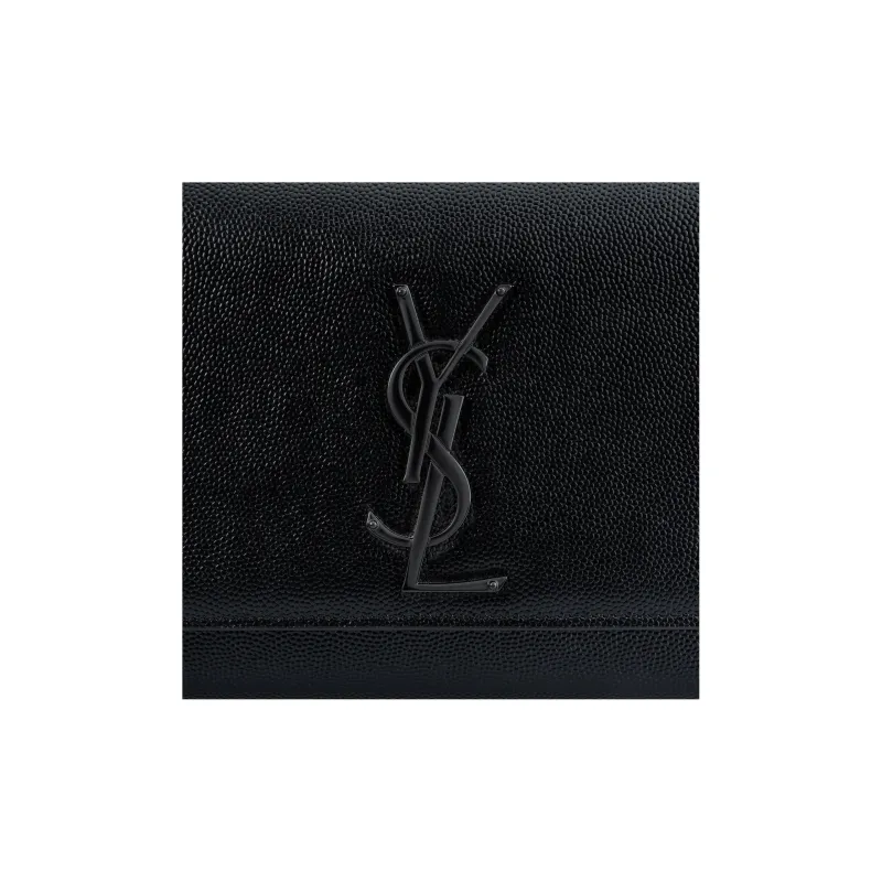 SAINT LAURENT Kate Grain De Poudre Embossed Leather Small Black-4