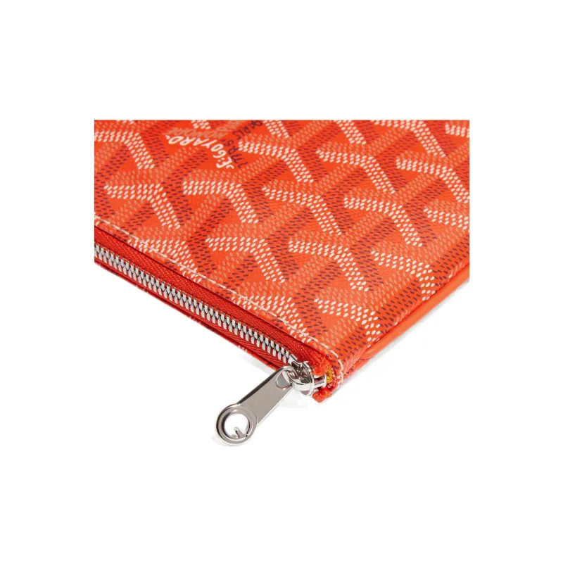 GOYARD SENAT Canvas With Calfskin Wallet Card Holder Clutch Mini Unisex Orange-2