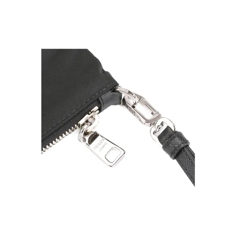 PRADA Recycled Nylon/Cow Leather Toiletry Bag Handheld Briefcases Large Size Men's Black/Silver-3