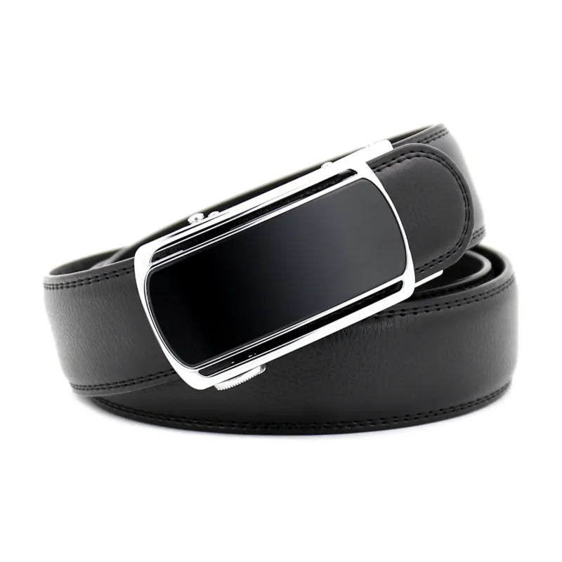 ALIEN BANG Business Genuine Leather Luxurious Cow Split Leather Leather Belts Men's Black Width 3.5CM-0