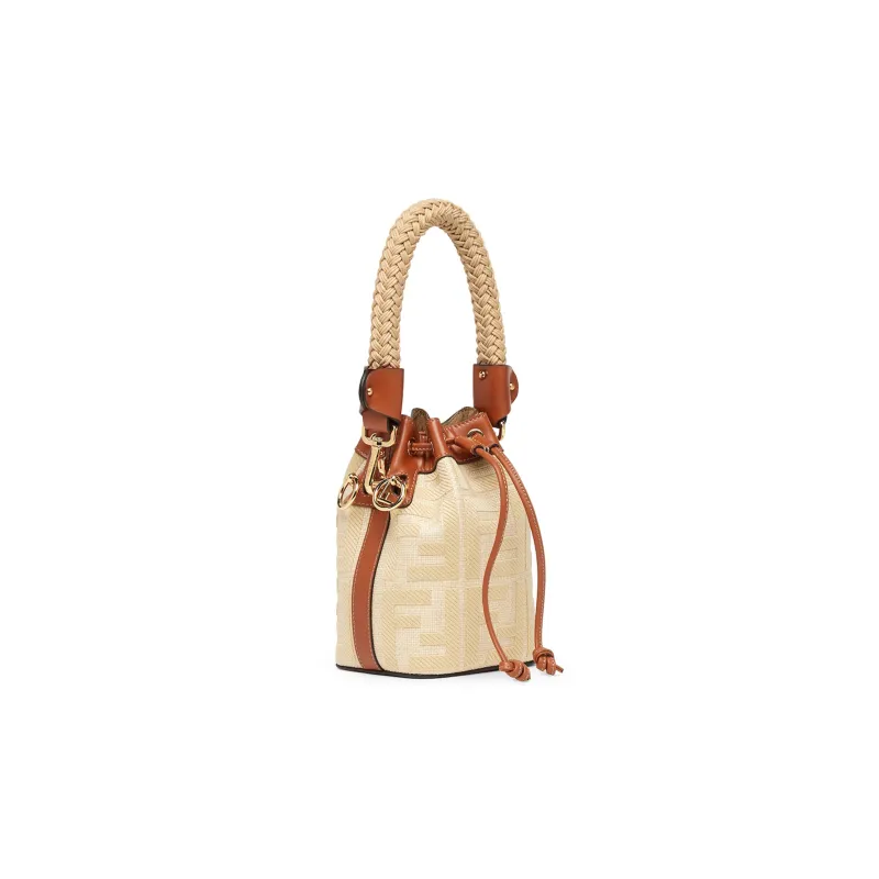 FENDI Mon Tresor Polyurethane Bucket Bag, Shoulder Bag, Crossbody Bag, Handbag Mini Women's Beige-1