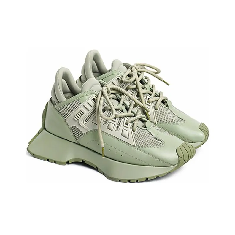 DYMONLATRY Wear-Resistant Low-Top Sports Casual Shoes 4cm Women's Pea Green-2