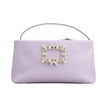 Roger Vivier RV NIGHTLILY Leather Handheld One Shoulder Handbag Mini Women's Light Purple