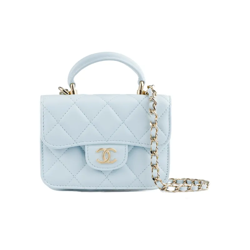 CHANEL Sheepskin Flap Bag Handbag, Shoulder Bag, Crossbody Bag Mini Women's Baby Blue Sky Blue-1