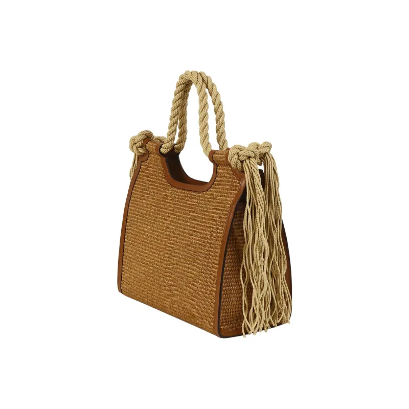 MARNI Leather Patchwork Fiber Handbag Small Size Women's Yellow-2