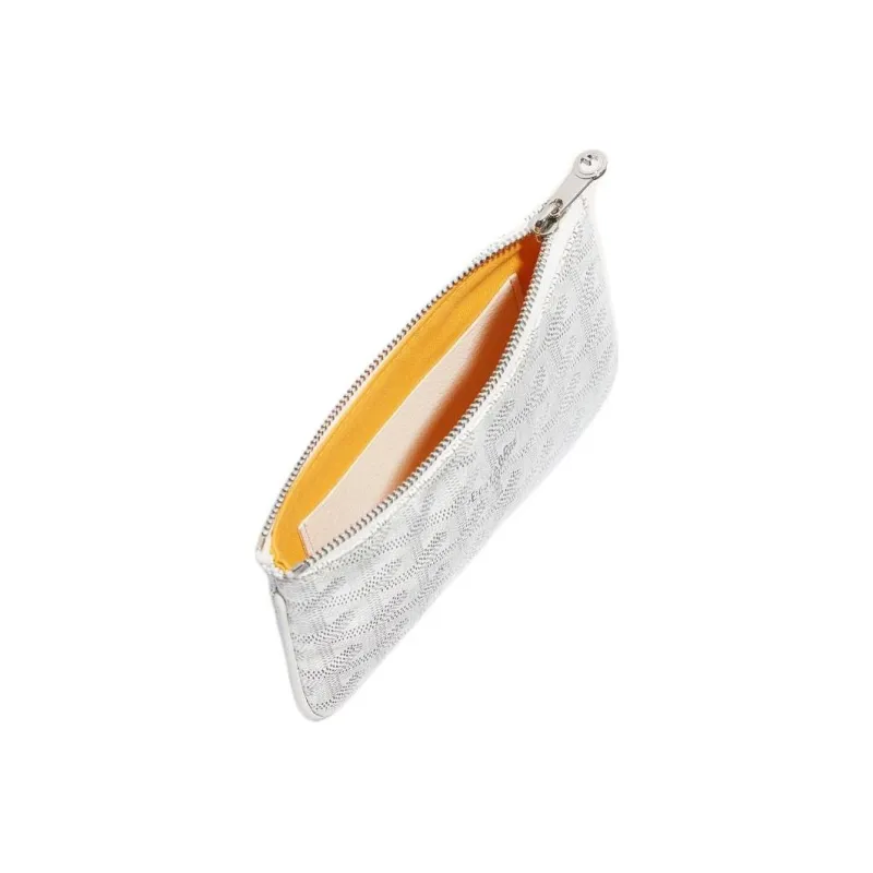GOYARD SENAT Canvas With Calfskin Wallet Card Holder Clutch Mini Unisex White-1