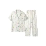 Manjushri Orchid Short-Sleeved Shirt and Pants Women's Matching Set