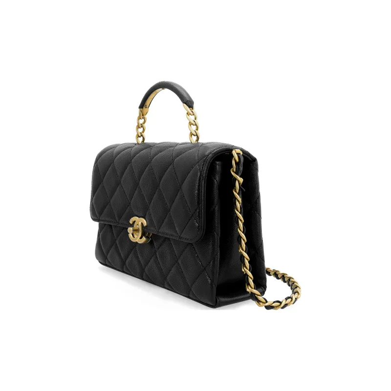 CHANEL Grain Embossed Calfskin Handbag, Shoulder Bag, Crossbody Bag Trumpets Women's Black-1