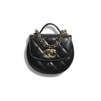 CHANEL Shiny Calfskin Shoulder Bag Crossbody Bag Women's Black